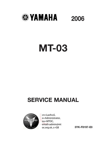 Yamaha MT-03 Motorcycle Service Manual | 2006-2010 - sample page 2