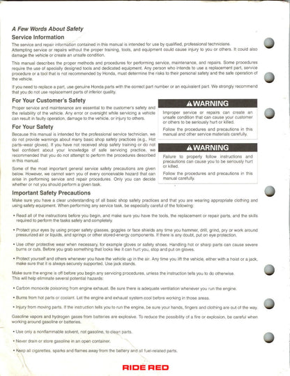 Honda CRF450R Motorcycle Service Manual | 2007-2008 - sample page 7