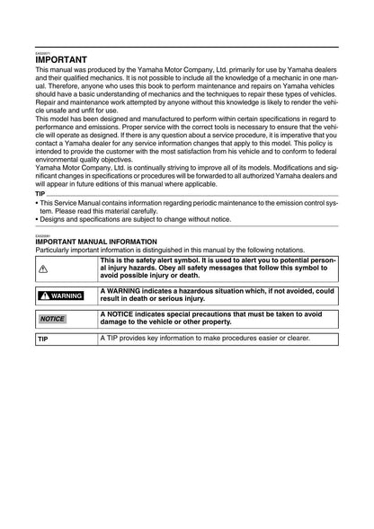 Yamaha Raptor 700R YFM70RY ATV Service Manual | 2009-2013 - sample page 7