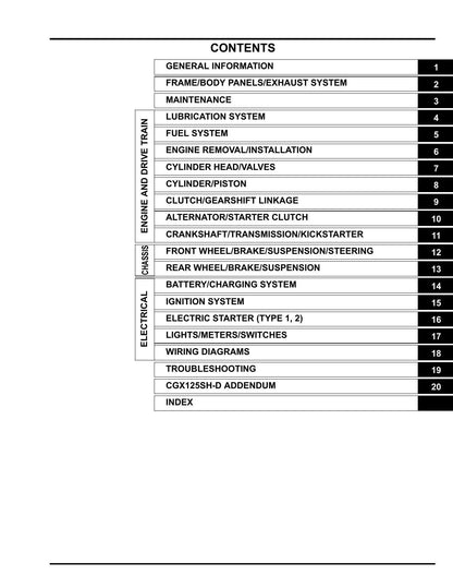 Honda CGX125 Motorcycle Service Manual | 2011-2015 - sample page 7