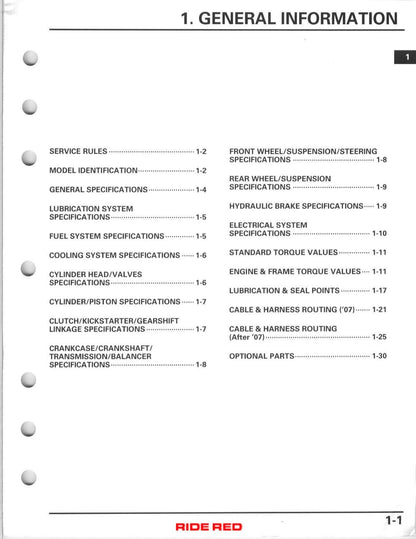 Honda CRF450R Motorcycle Service Manual | 2007-2008 - sample page 10