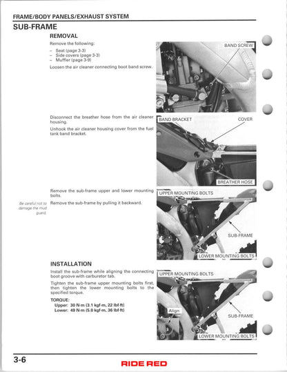 Honda CRF450R Motorcycle Service Manual | 2007-2008 - sample page 3