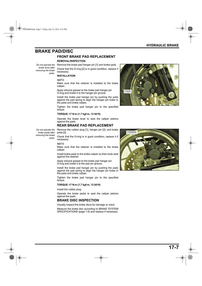 Honda Grom 125 Motorcycle Service Manual | 2013-2017 - sample page 4