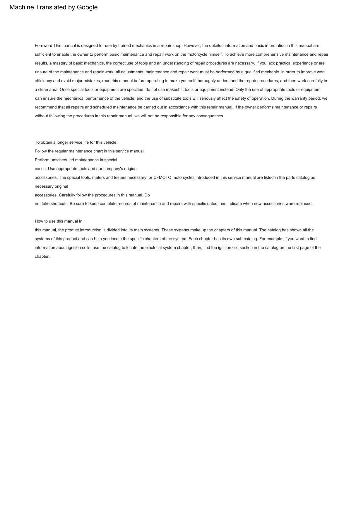 CFMoto 450MT Motorcycle Service Manual | 2023-2026 - sample page 8