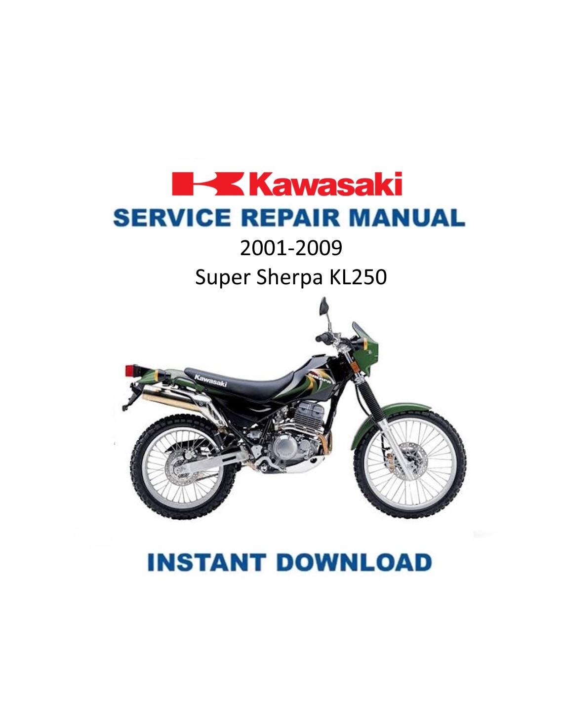 Kawasaki Super Sherpa KL250 Motorcycle Service Manual | 2001-2009 - Service Manual PDF Instant Download