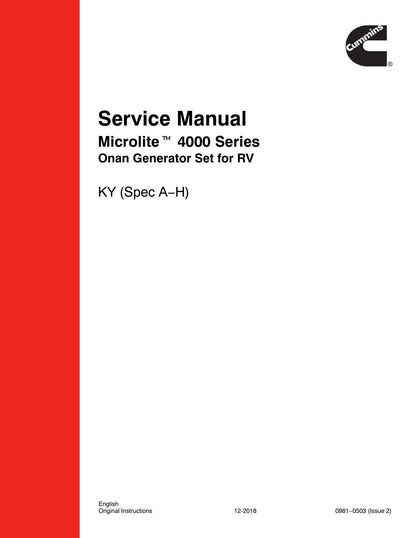 Cummins Onan Microlite 4000 KY RV Generator Service Manual | 1994-2018 - sample page 2
