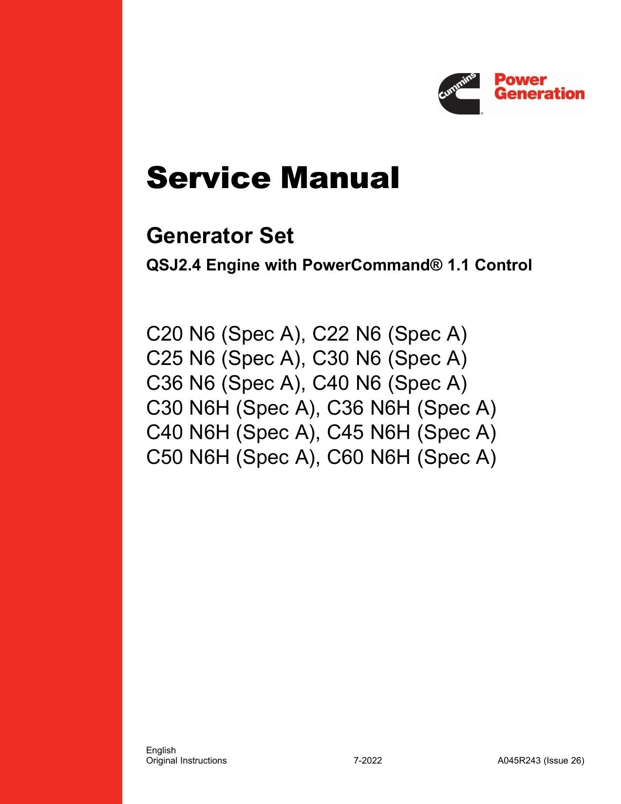Cummins C20 C60 N6 N6H Generator Set Service Manual | 2022-2026 - sample page 2