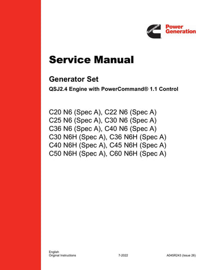 Cummins C20 C60 N6 N6H Generator Set Service Manual | 2022-2026 - sample page 2