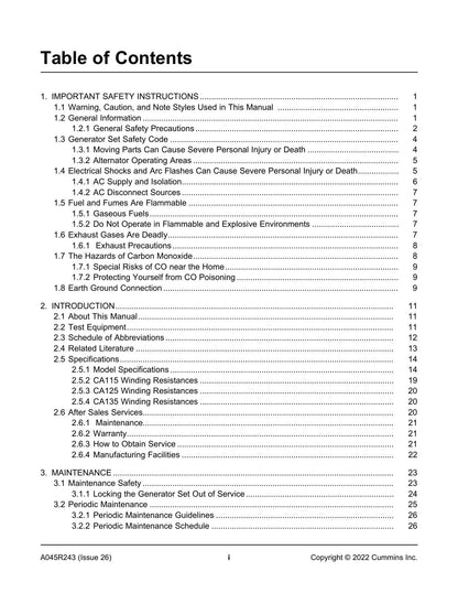 Cummins C20 C60 N6 N6H Generator Set Service Manual | 2022-2026 - sample page 5