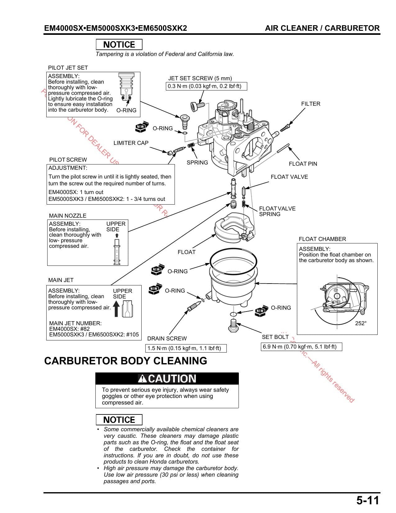Honda EM4000SX EM5000SXK3 EM6500SXK2 Generator Service Manual | 2011-2015 - sample page 2