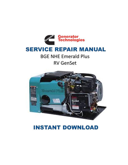 Cummins Onan BGE NHE Emerald Plus RV Generator Service Manual | 1994-1998 - Service Manual PDF Instant Download