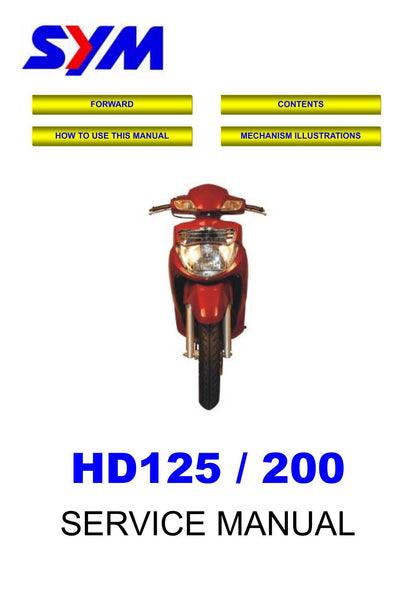 SYM HD125 HD200 Motorcycle Service Manual | 2000-2004 - sample page 1