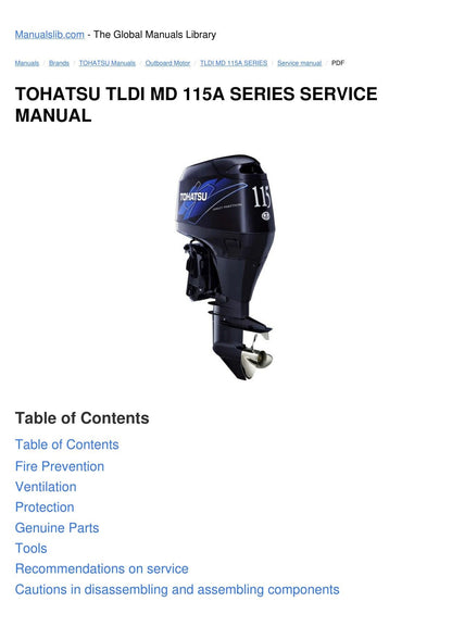 Tohatsu TLDI MD 115A Outboard Service Manual | 2007-2011 - sample page 4
