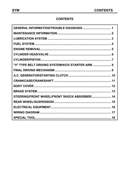 SYM Symphony 150 Scooter Service Manual | 2005-2009 - sample page 1