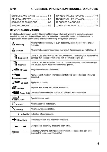 SYM Symphony 150 Scooter Service Manual | 2005-2009 - sample page 3