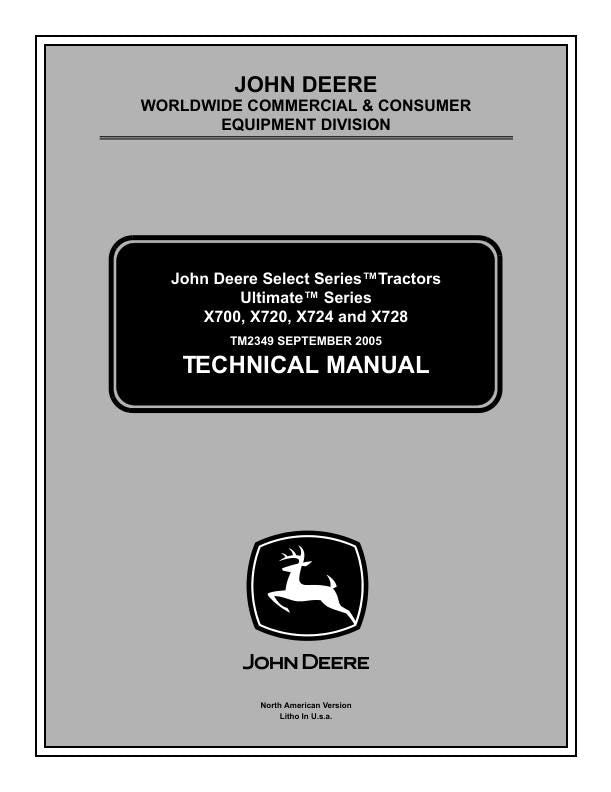 John Deere X700 X720 X724 X728 Tractor Service Manual - sample page 1