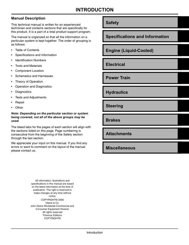 John Deere X700 X720 X724 X728 Tractor Service Manual - sample page 2