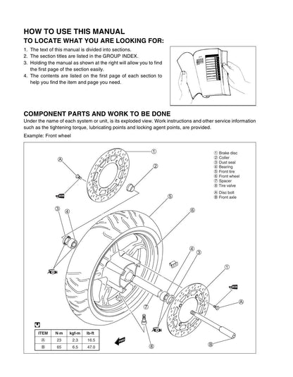 Suzuki AN650 Burgman 650 Scooter Service Manual | 2003-2009 - sample page 2