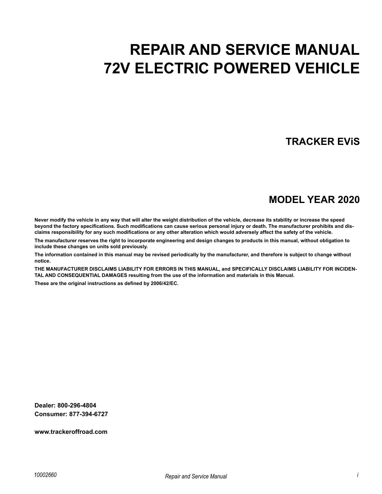 Tracker Off Road EViS Electric UTV Service Manual | 2020-2024 - sample page 2