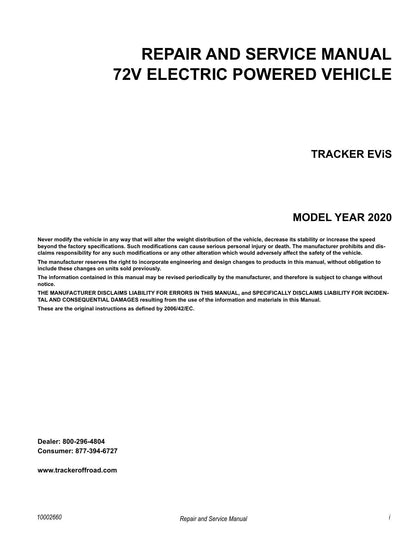 Tracker Off Road EViS Electric UTV Service Manual | 2020-2024 - sample page 2