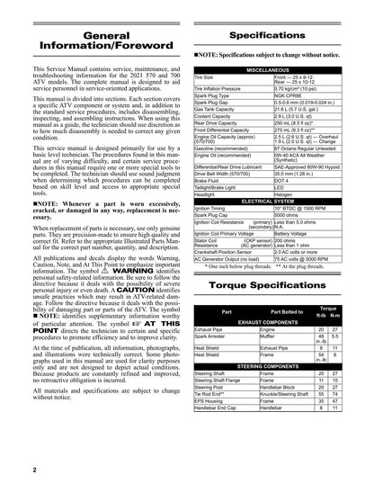 Tracker Off Road 570 700 ATV Service Manual | 2021-2025 - sample page 6