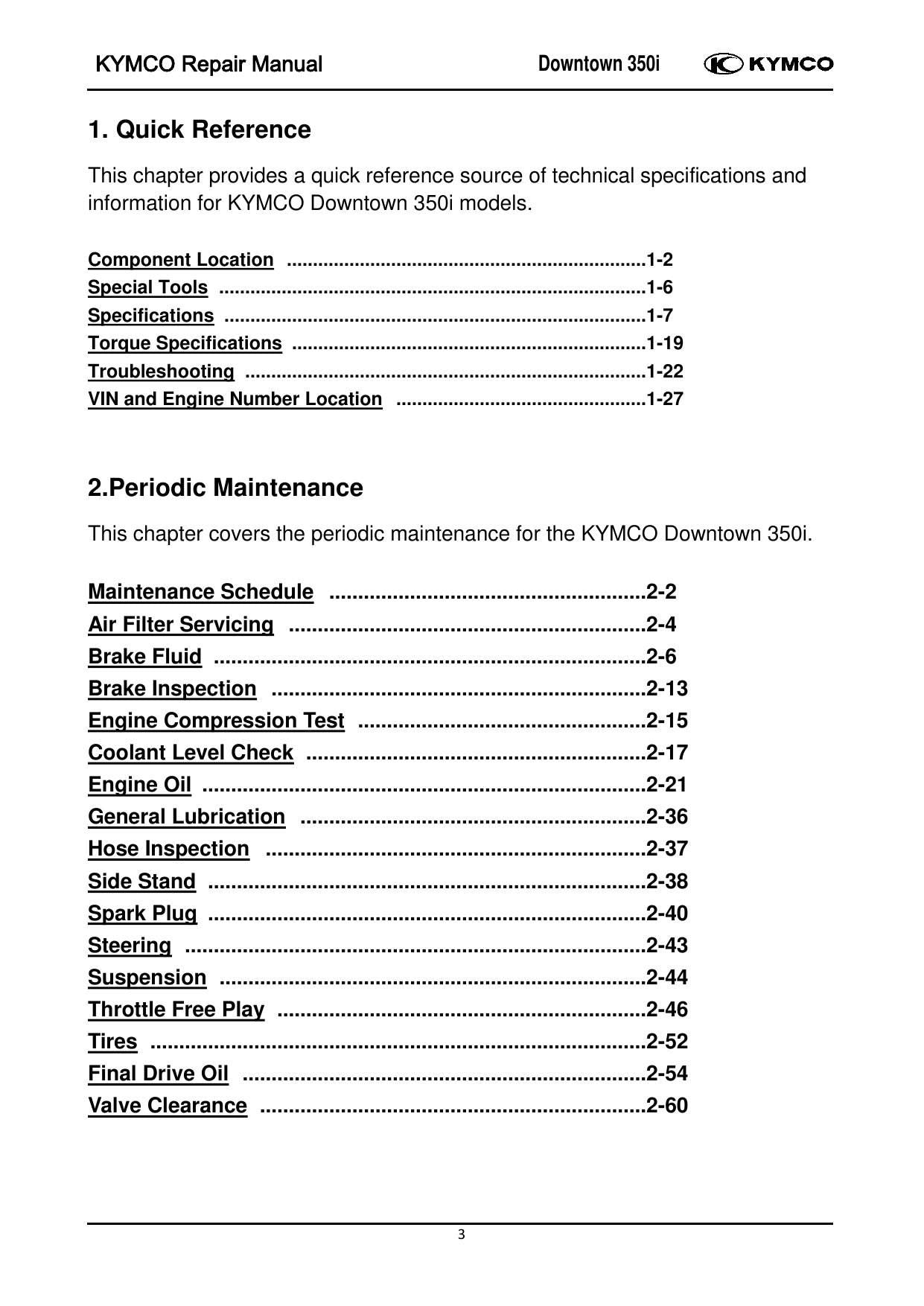 KYMCO Downtown 350I Scooter Service Manual | 2013-2017 - sample page 6