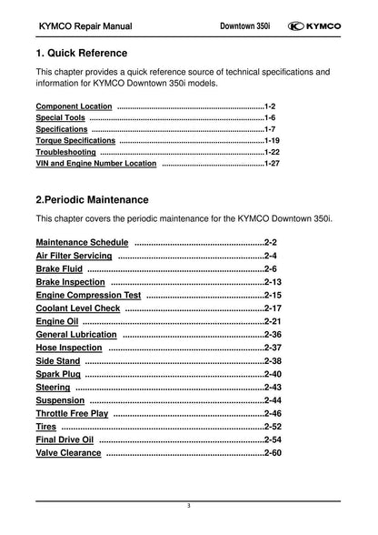 KYMCO Downtown 350I Scooter Service Manual | 2013-2017 - sample page 6