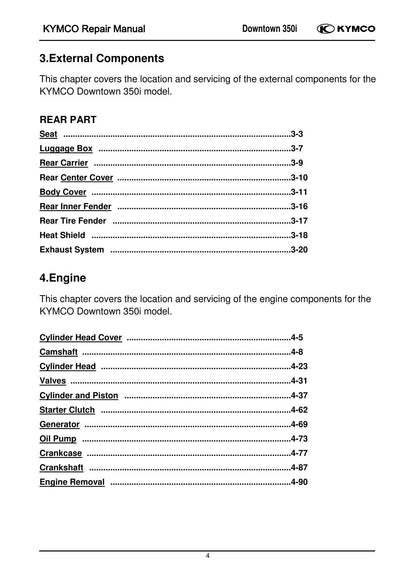KYMCO Downtown 350I Scooter Service Manual | 2013-2017 - sample page 7