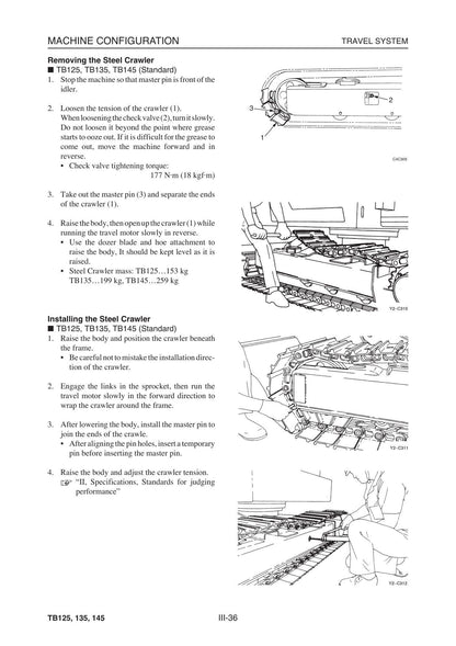 Takeuchi TB125 TB135 TB145 Compact Excavator Service Manual - sample page 3
