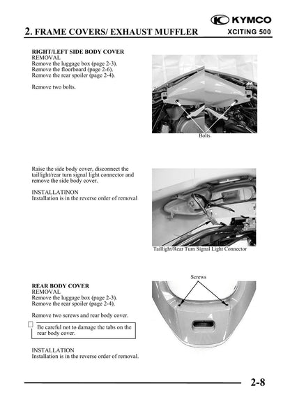 KYMCO Xciting 500 Scooter Service Manual | 2005-2009 - sample page 4