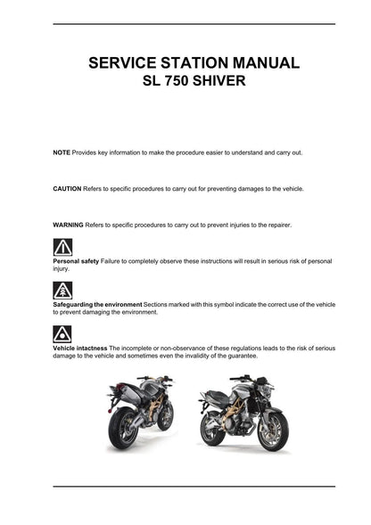 Aprilia Shiver 750 Motorcycle Service Manual | 2007-2011 - sample page 5