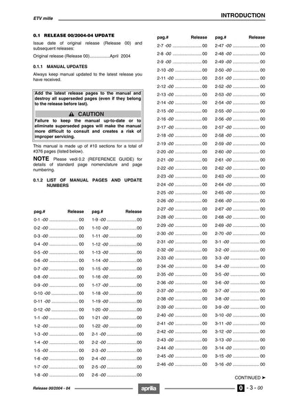 Aprilia Caponord ETV Mille Motorcycle Service Manual | 2004-2008 - sample page 6