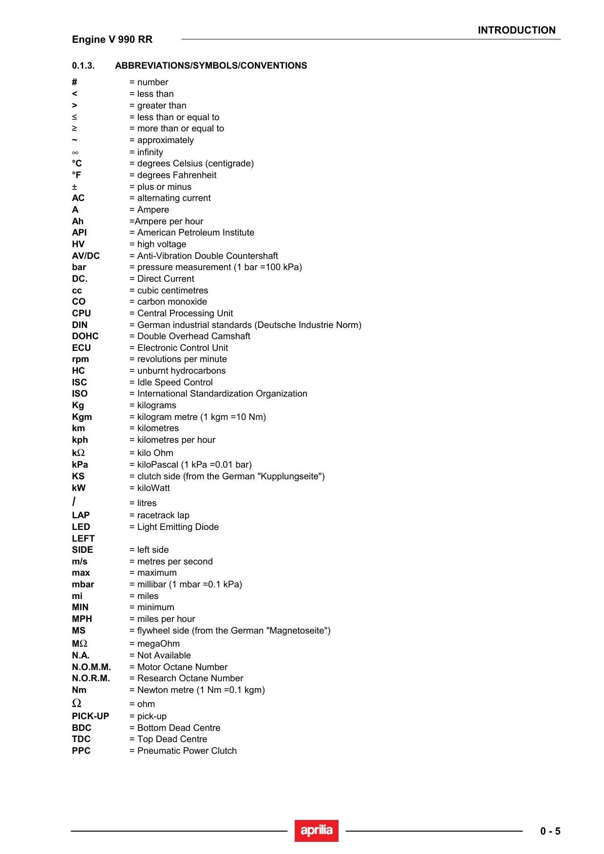 Aprilia V990 RR Motorcycle Service Manual | 2005-2009 - sample page 7