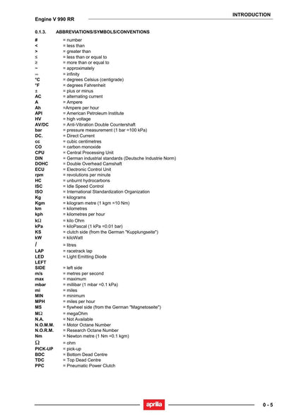 Aprilia V990 RR Motorcycle Service Manual | 2005-2009 - sample page 7
