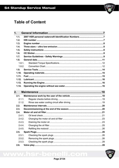 HSR Benelli S4 Standup PWC Service Manual | 2007-2011 - sample page 5