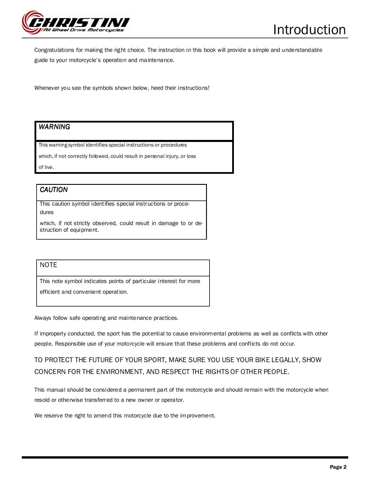 Christini AWD 450 450DS Motorcycle Service Manual | 2012-2016 - sample page 5