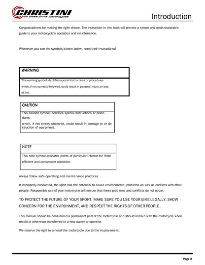 Christini AWD 450 450DS Motorcycle Service Manual | 2012-2016 - sample page 5