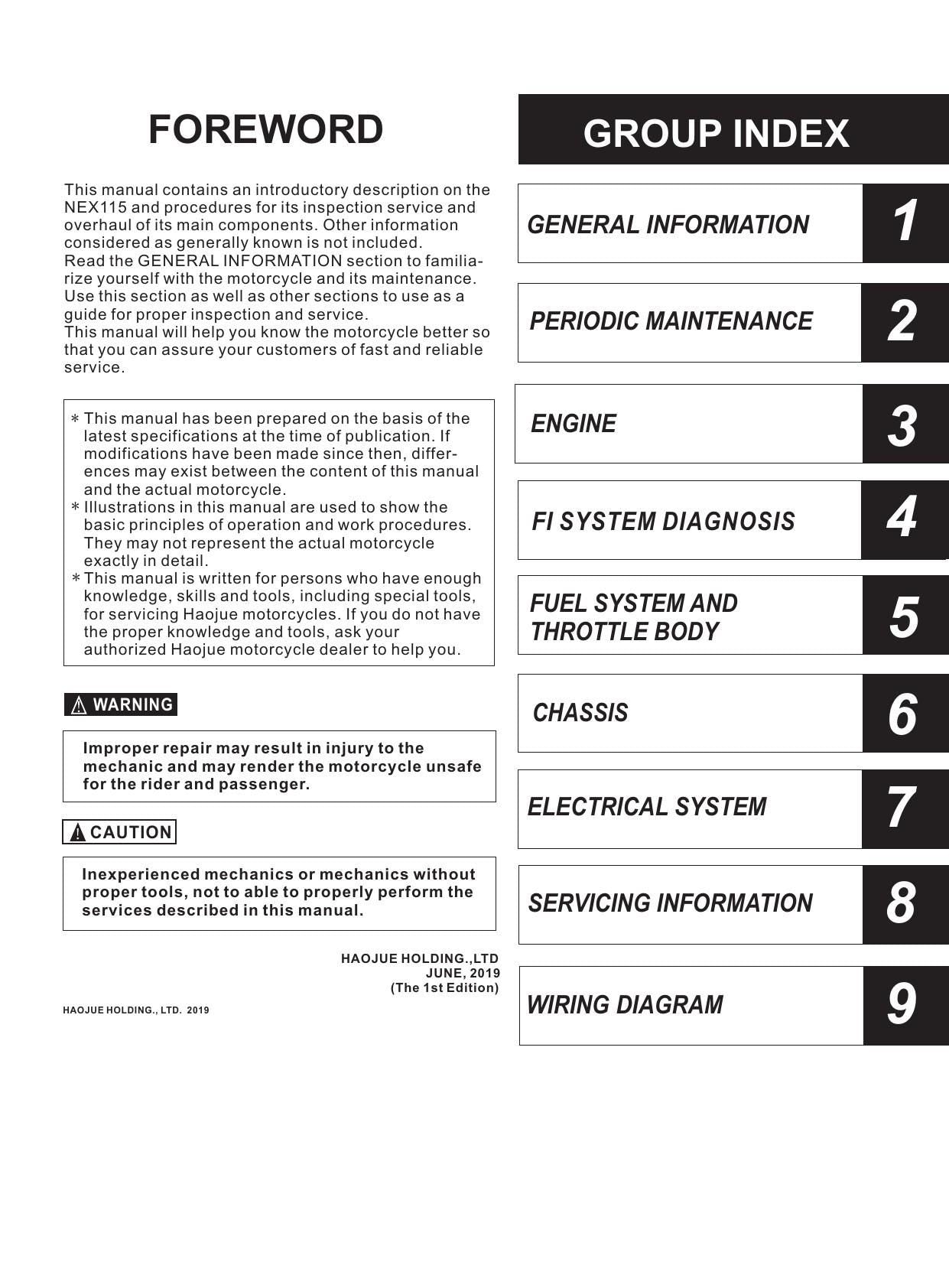 Haojue NEX115 Motorcycle Service Manual | 2019-2023 - sample page 5