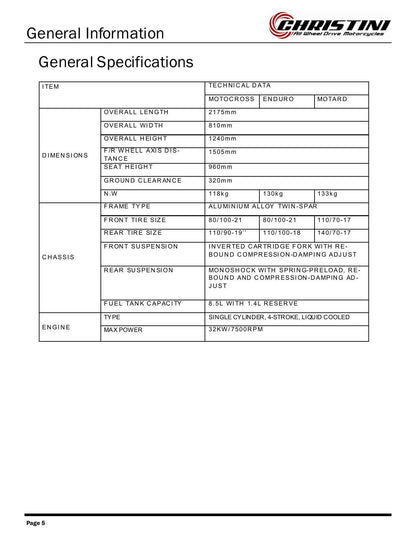 Christini AWD 450 450DS Motorcycle Service Manual | 2012-2016 - sample page 8