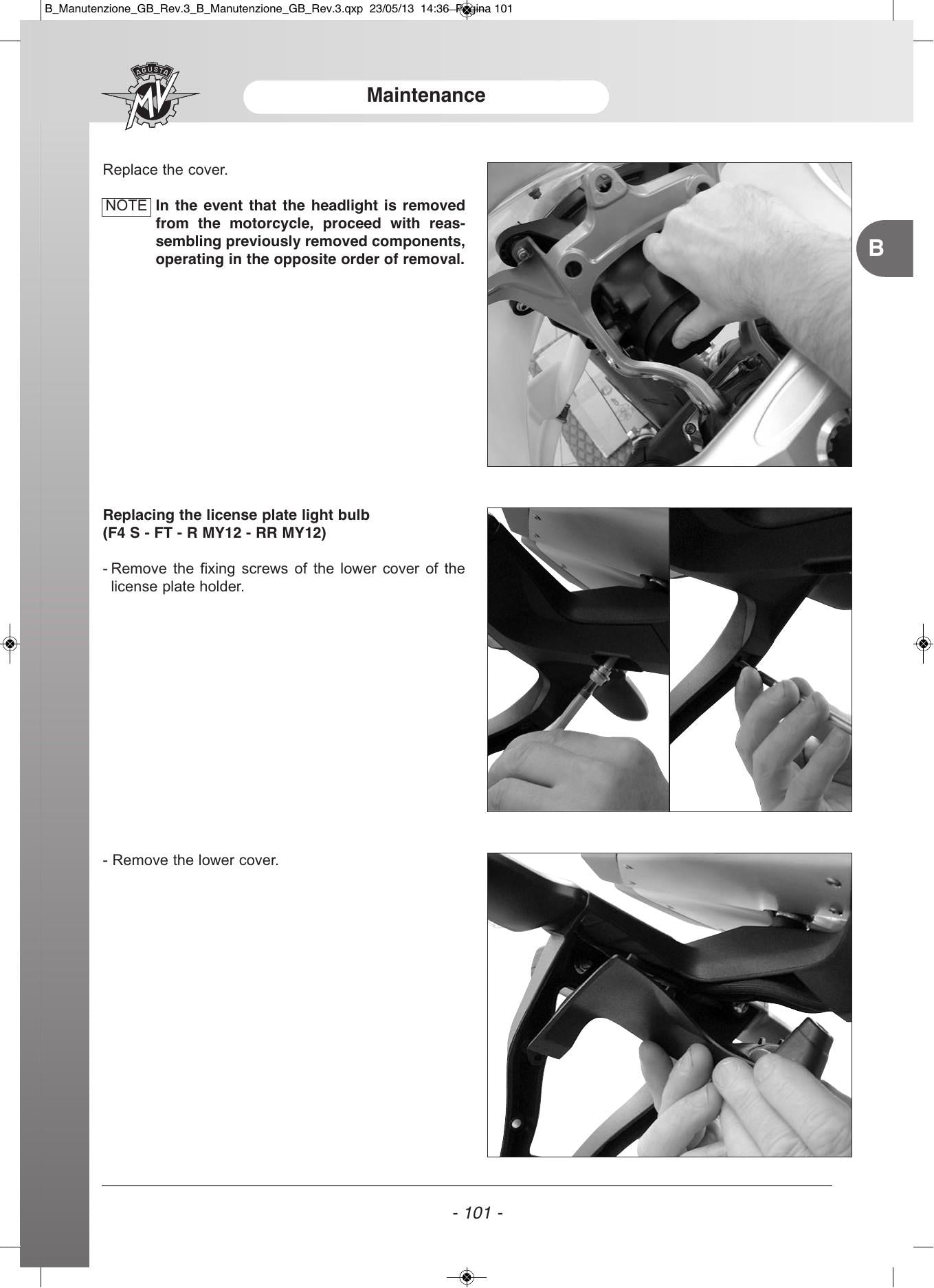 MV Agusta F4 Motorcycle Service Manual | 2010-2013 - sample page 3