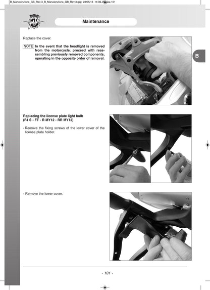 MV Agusta F4 Motorcycle Service Manual | 2010-2013 - sample page 3