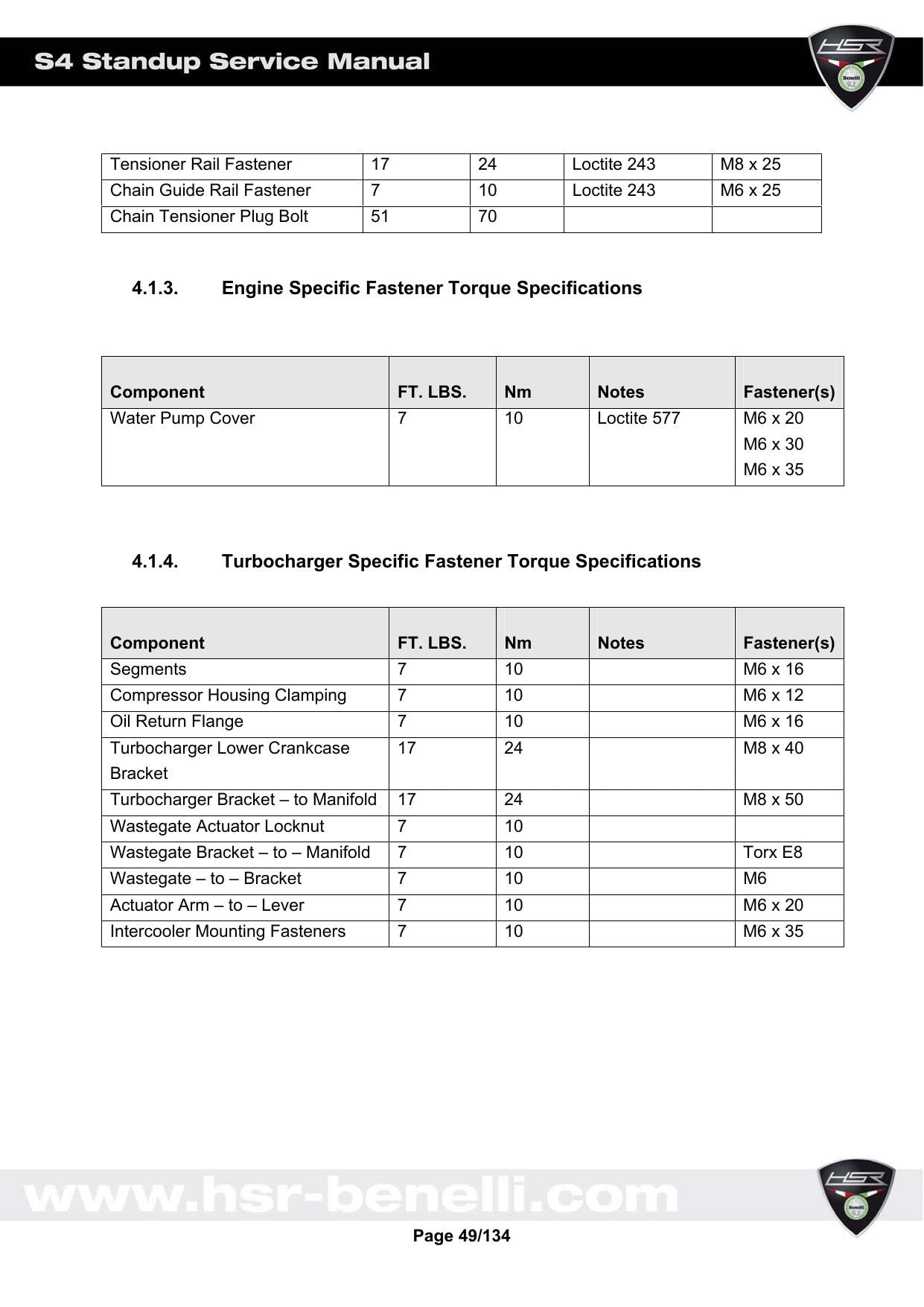 HSR Benelli S4 Standup PWC Service Manual | 2007-2011 - sample page 6