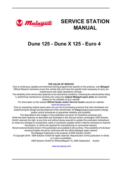 Malaguti Dune 125 Dune X 125 Motorcycle Service Manual | 2018-2022 - sample page 7
