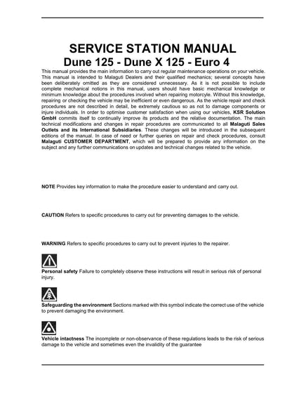 Malaguti Dune 125 Dune X 125 Motorcycle Service Manual | 2018-2022 - sample page 8