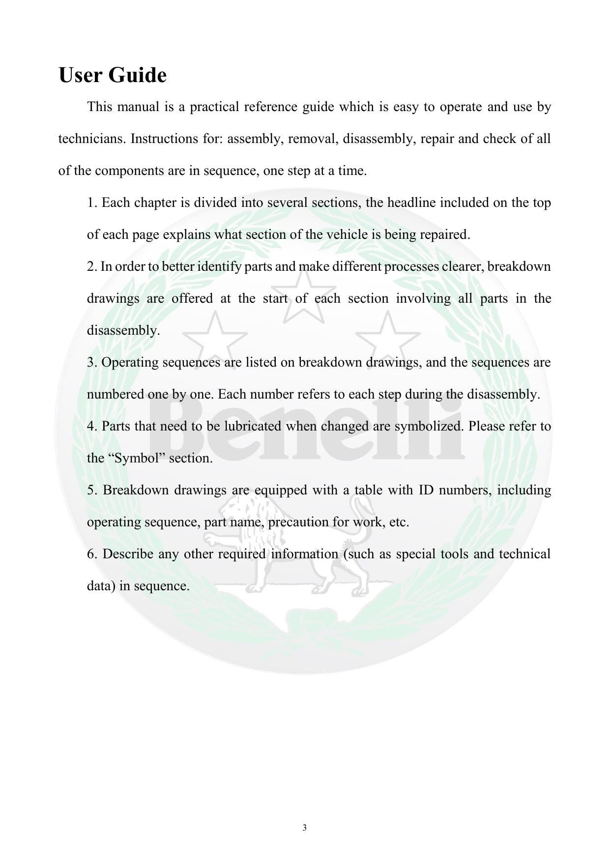 Benelli TNT300 Motorcycle Service Manual | 2015-2019 - sample page 8