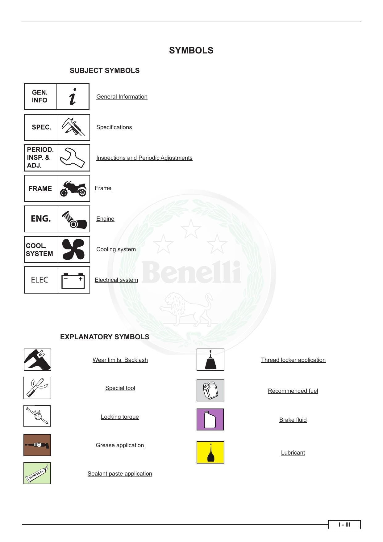 Benelli Leoncino 500 Motorcycle Service Manual | 2017-2021 - sample page 3
