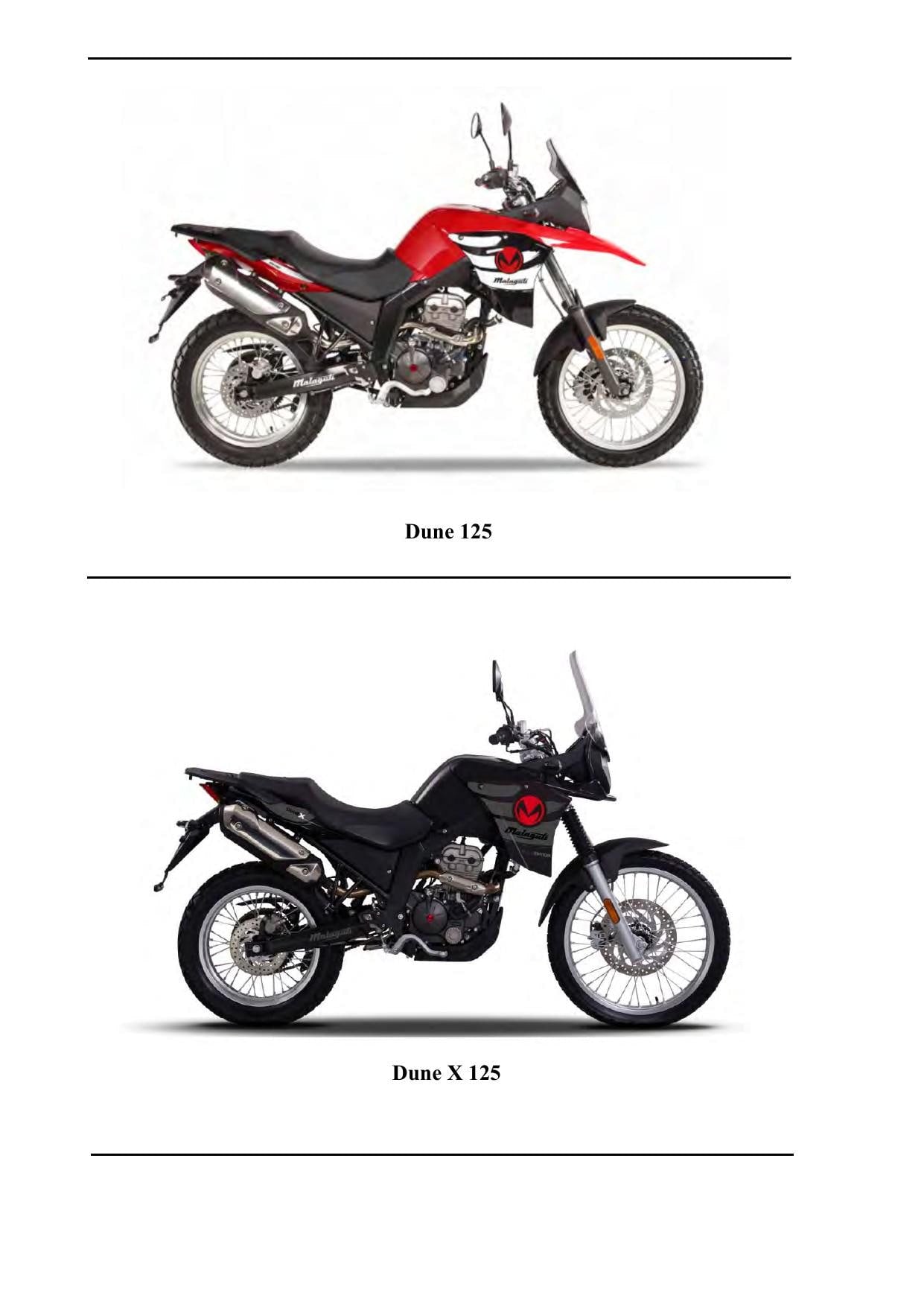 Malaguti Dune 125 Dune X 125 Motorcycle Service Manual | 2018-2022 - sample page 4