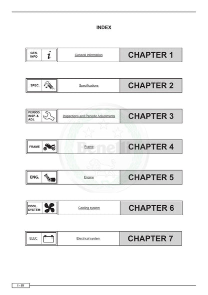 Benelli Leoncino 500 Motorcycle Service Manual | 2017-2021 - sample page 8