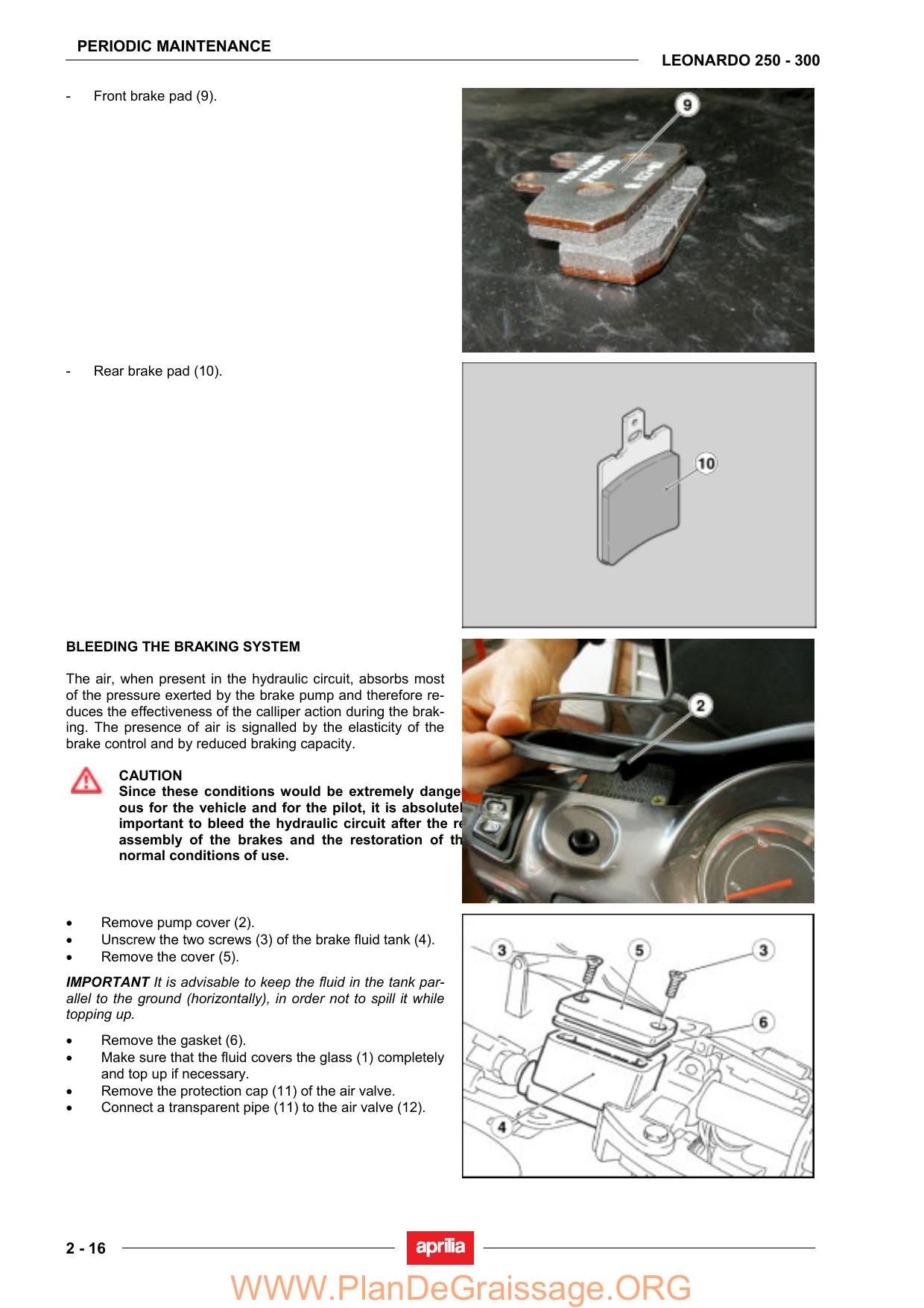 Aprilia Leonardo 250 300 Scooter Service Manual | 2004-2008 - sample page 2
