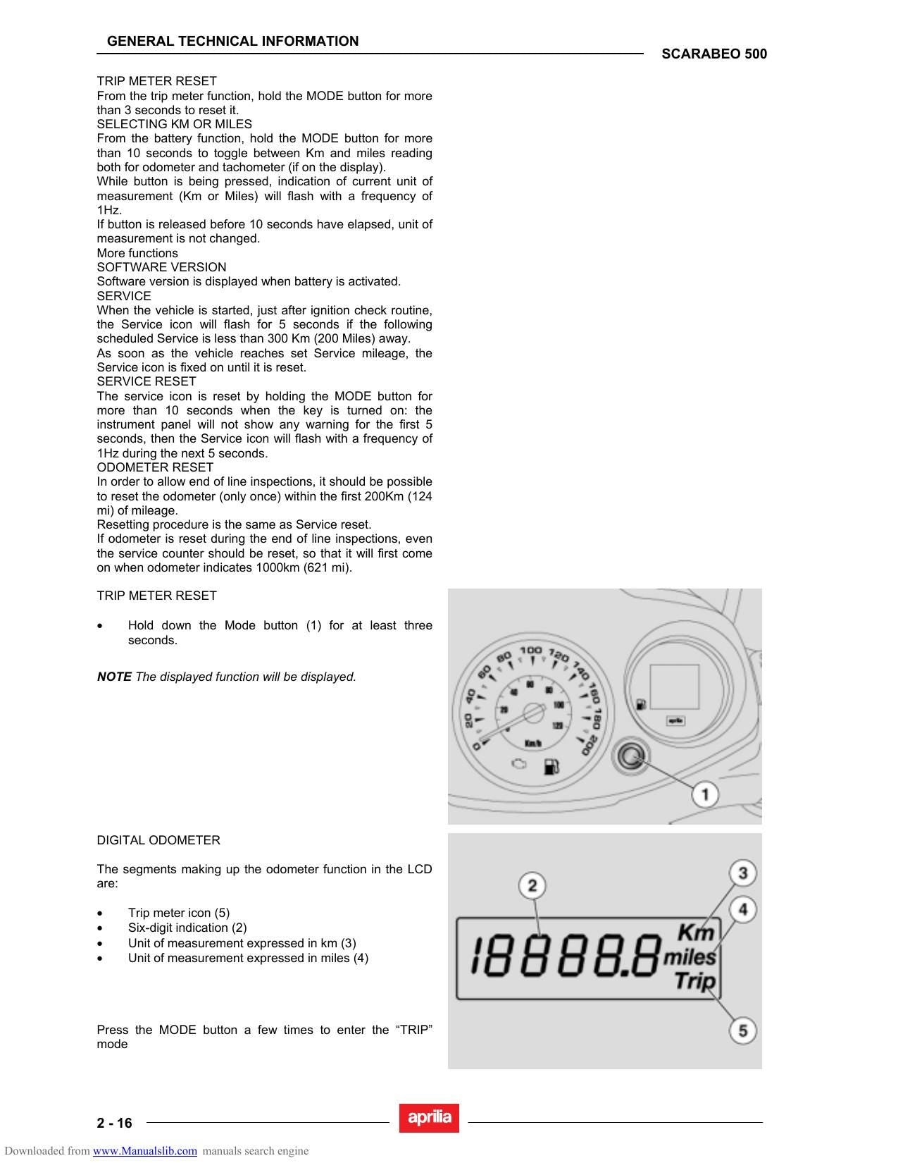 Aprilia Scarabeo 500 Scooter Service Manual | 2006-2010 - sample page 4